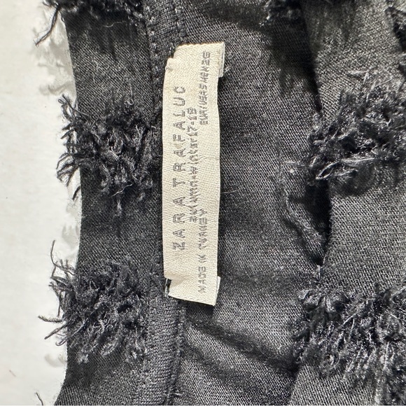 Zara Trafaluc Womens Black Fringe Long Sleeve Shirt - Picture 8 of 12